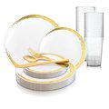 Smarty Had A Party White with Gold Moonlight Round Disposable Plastic Wedding Value Set, 720PK 960WHGVS120